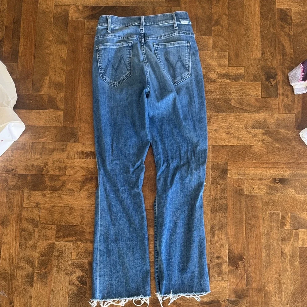 Mother - Women’s Distressed Blue Flare Jeans - Classic Denim - Picture 5 of 5